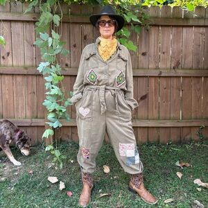 Anthropologie Jane Jumpsuit with Custom Patches